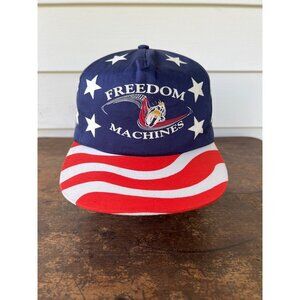 Vintage Freedom Machines Patriotic Snapback Hat With American Flag Brim & Star P